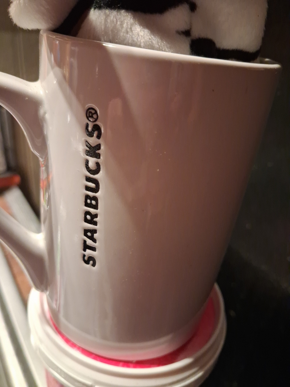 Starbucks Gray Ceramic Mug with Black Vertical Logo